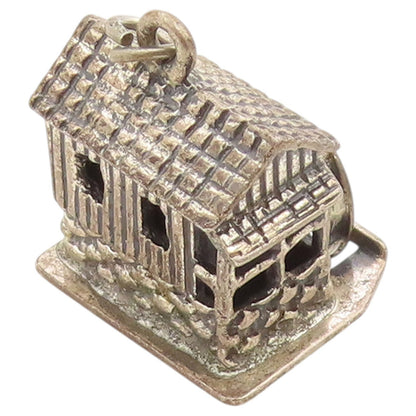 925 Sterling Silver Vintage Pendant BEAU Water Mill House Charm MOVES  PT26576