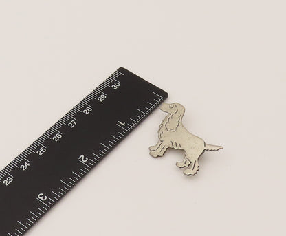 BEAU 925 Sterling Silver  Vintage Etched Spaniel Dog Brooch Pin  BP10270