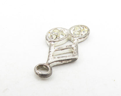 925 Sterling Silver  Vintage Petite Topaz Music Note Motif Pendant  PT8985