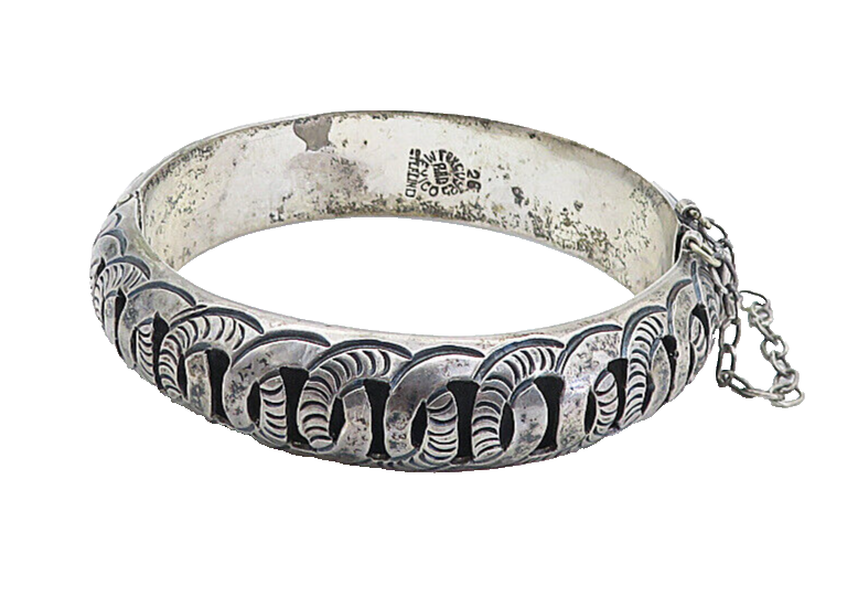 ARG MEXICO 925 Silver Vintage Interlocking Pattern Bangle Bracelet BT3034