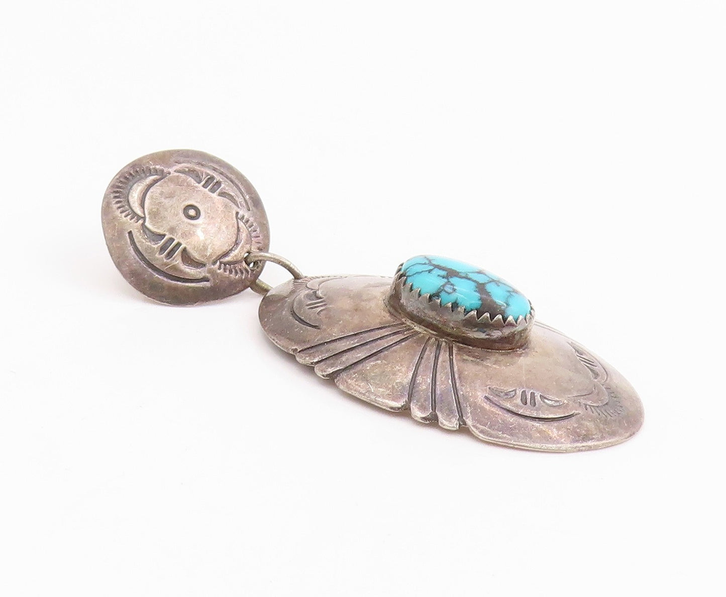 925 Sterling Silver Vintage Earrings NAVAJO Turquoise Single Pieces  EG14302