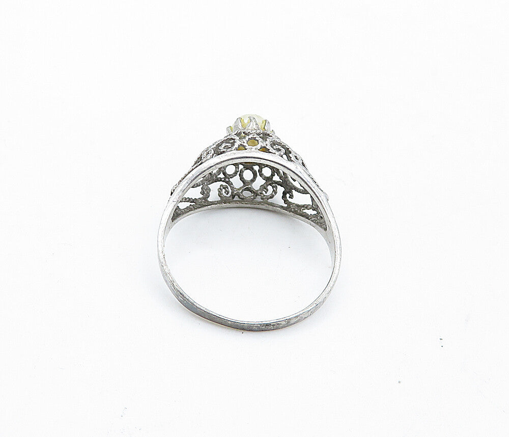 925 Sterling Silver  Vintage Petite Pearl Swirl Cocktail Ring Sz 8.5  RG6128
