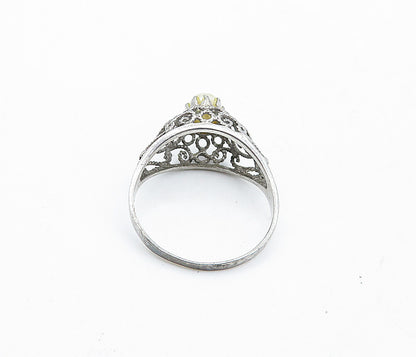 925 Sterling Silver  Vintage Petite Pearl Swirl Cocktail Ring Sz 8.5  RG6128