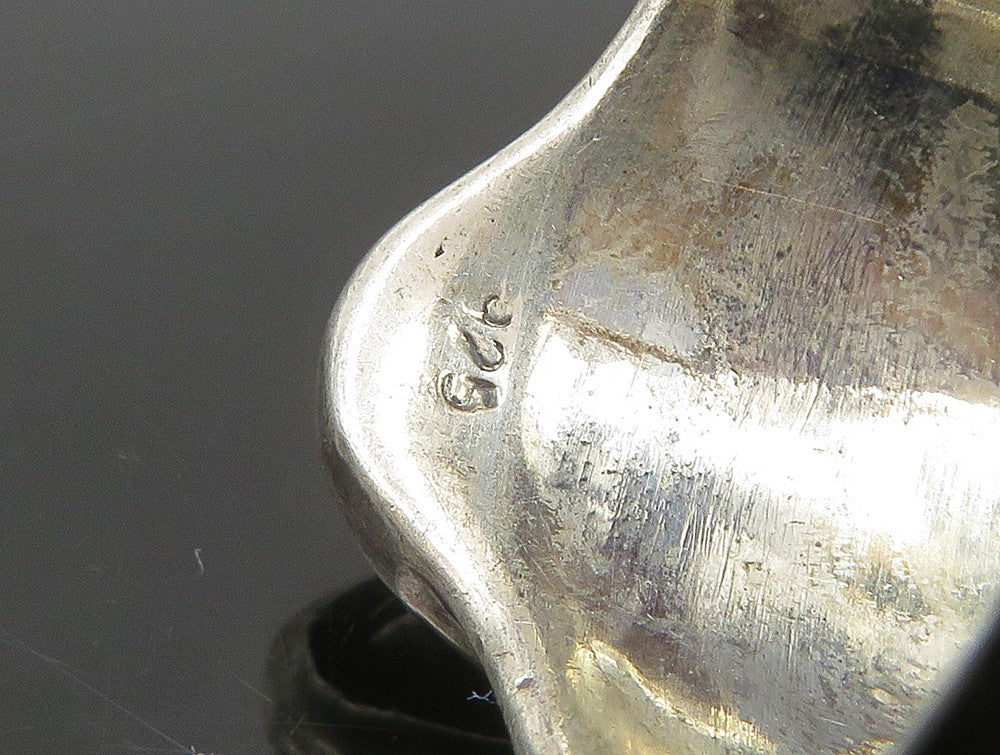 925 Silver Vintage Dark Tone Religious Cross Signet Ring  Sz 13  RG24179