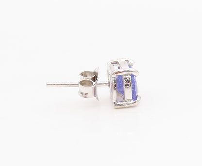 925 Sterling Silver Vintage Earrings Oval Cut Natural Tanzanite Studs  EG13912