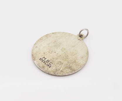 925 Sterling Silver Vintage Best Mother In Law Medal Carved Pendant PT22097