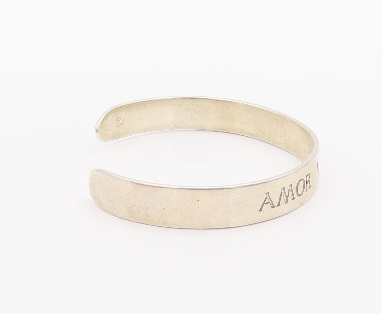 925 Sterling Silver Vintage Bracelet European Love Conquers All Etched  BT10342