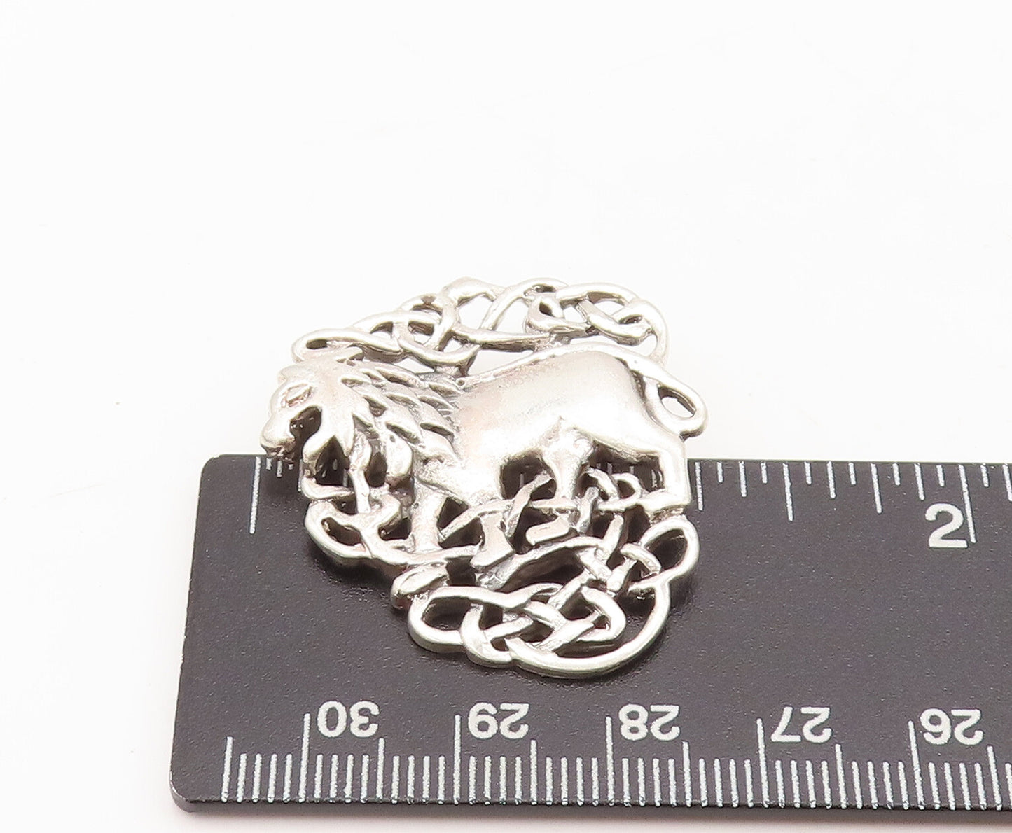 925 Sterling Silver Vintage Brooch Pin Royal Crest Carved Roaring Lion  BP10606