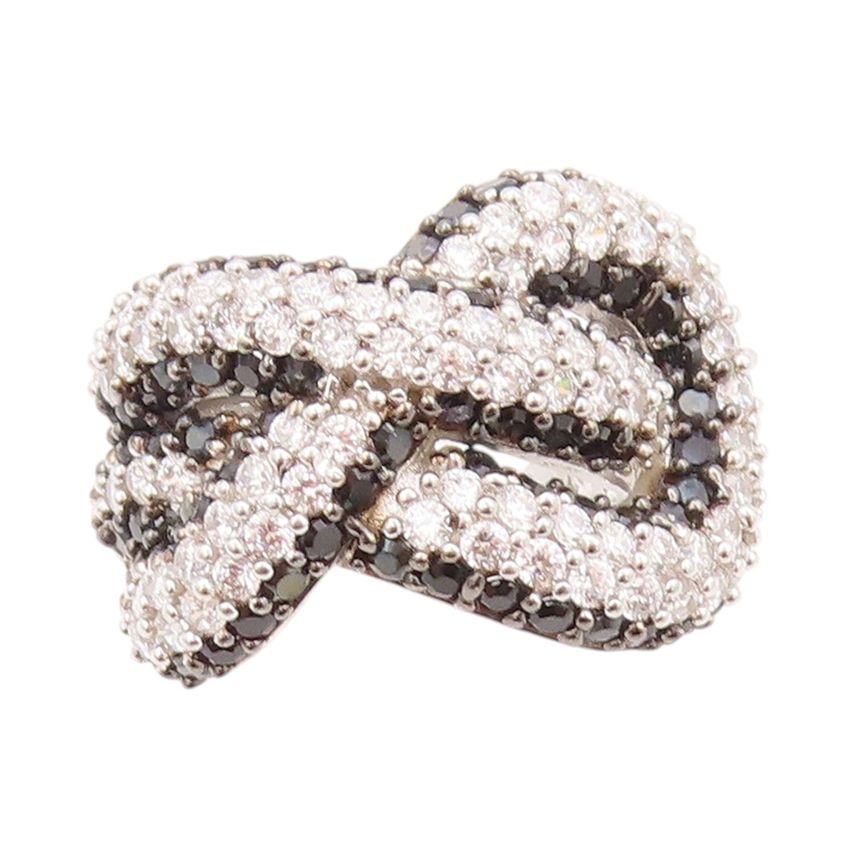 925 Sterling Silver Vintage Ring Modernist CZ Spinel Infinity Knot  Sz 7 RG32890
