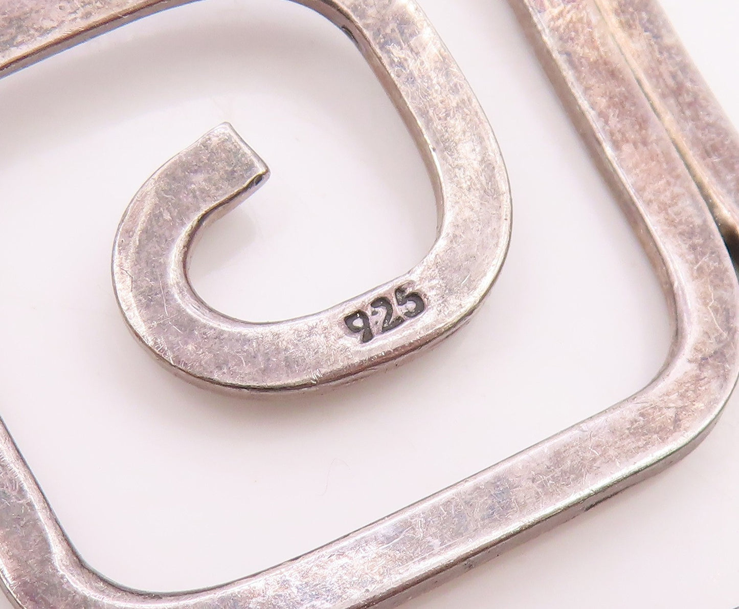 925 Sterling Silver  Vintage Smooth Square Spiral Shiny Pendant  PT17154