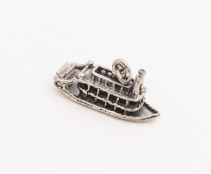 925 Sterling Silver Vintage Pendant Miniature Paddle Wheel Steamboat  PT25696