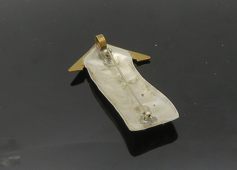 LOUIS BOOTH 925 Sterling Silver  Vintage Modernist House Brooch Pin  BP8273