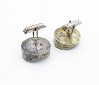 MEXICO 925 Sterling Silver  Vintage Concave Cuff Links & Tie Clip Set  TR1226