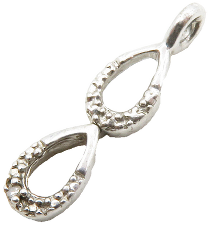 925 Sterling Silver  Petite Genuine Diamond Open Tear Drop Pendant  PT10376