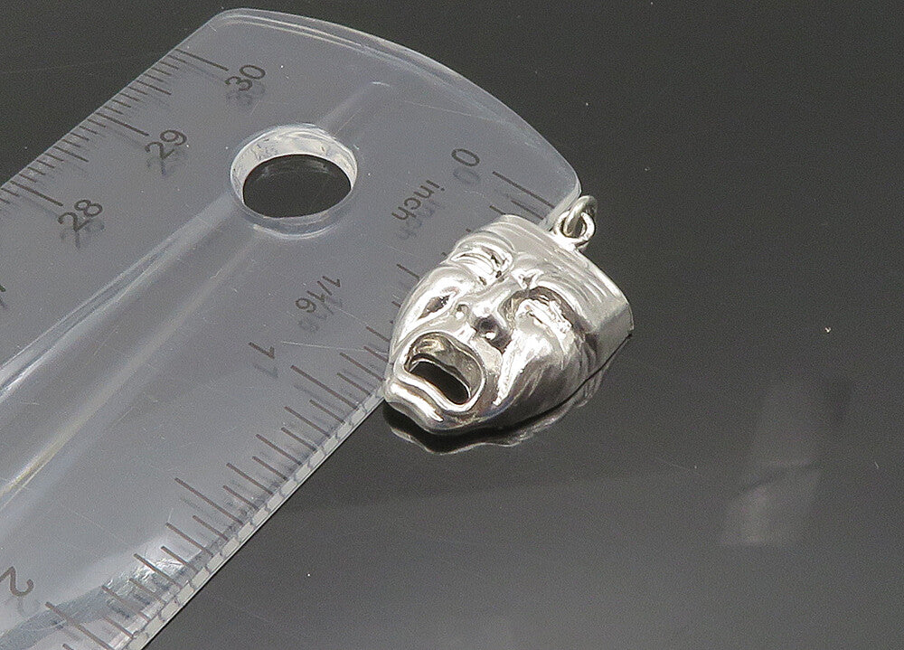 925 Sterling Silver  Vintage Shiny Dramatic Theater Mask Pendant  PT17821