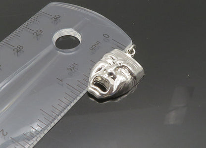 925 Sterling Silver  Vintage Shiny Dramatic Theater Mask Pendant  PT17821