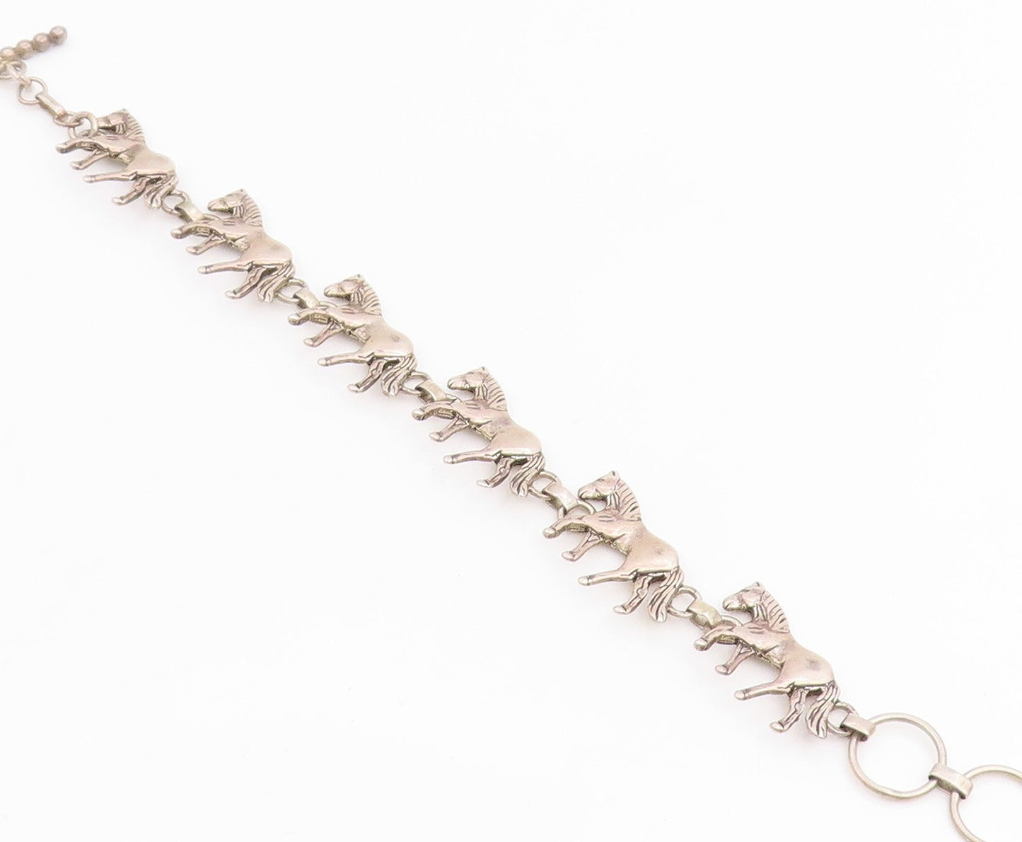 925 Sterling Silver Vintage Bracelet GLENN SANDOVAL NAVAJO Horse Link  BT11830