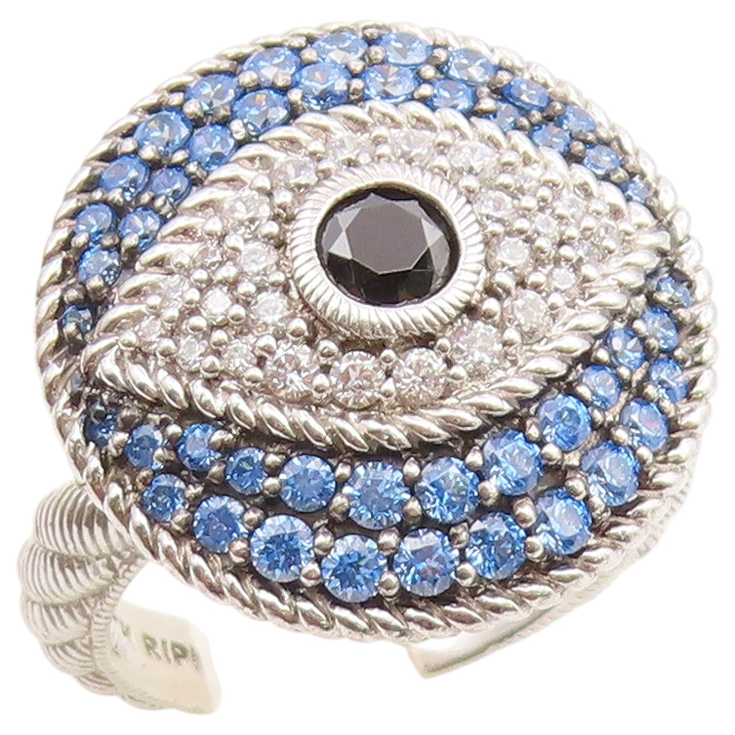 925 Sterling Silver Vintage Ring JUDITH RIPKA CZ Evil Eye Band  Sz 6  RG36873