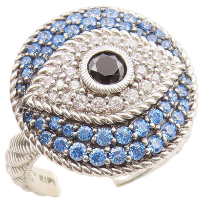 925 Sterling Silver Vintage Ring JUDITH RIPKA CZ Evil Eye Band  Sz 6  RG36873