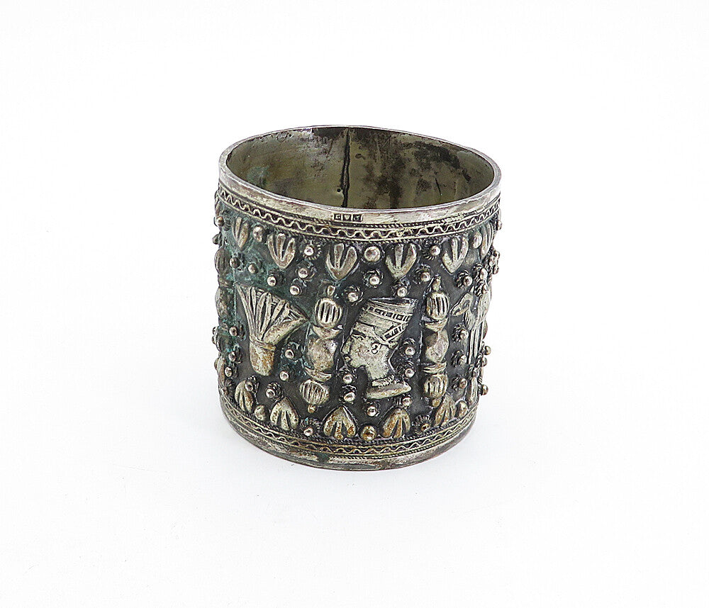 925 Sterling Silver  Vintage Antique Ornate Egyptian Pattern Cup  TR1173