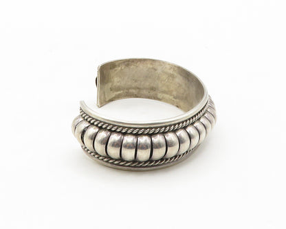 PRICILLA APACHETO NAVAJO 925 Sterling Silver Vintage Fluted Dome Bracelet BT7058