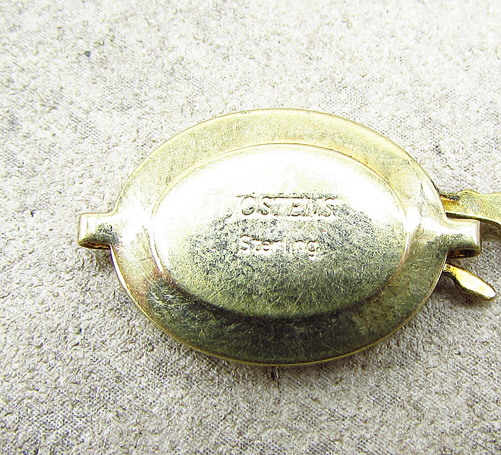 925 Sterling Silver Vintage 2 Tone Giant Oval Drop Charm Pendant PT1760