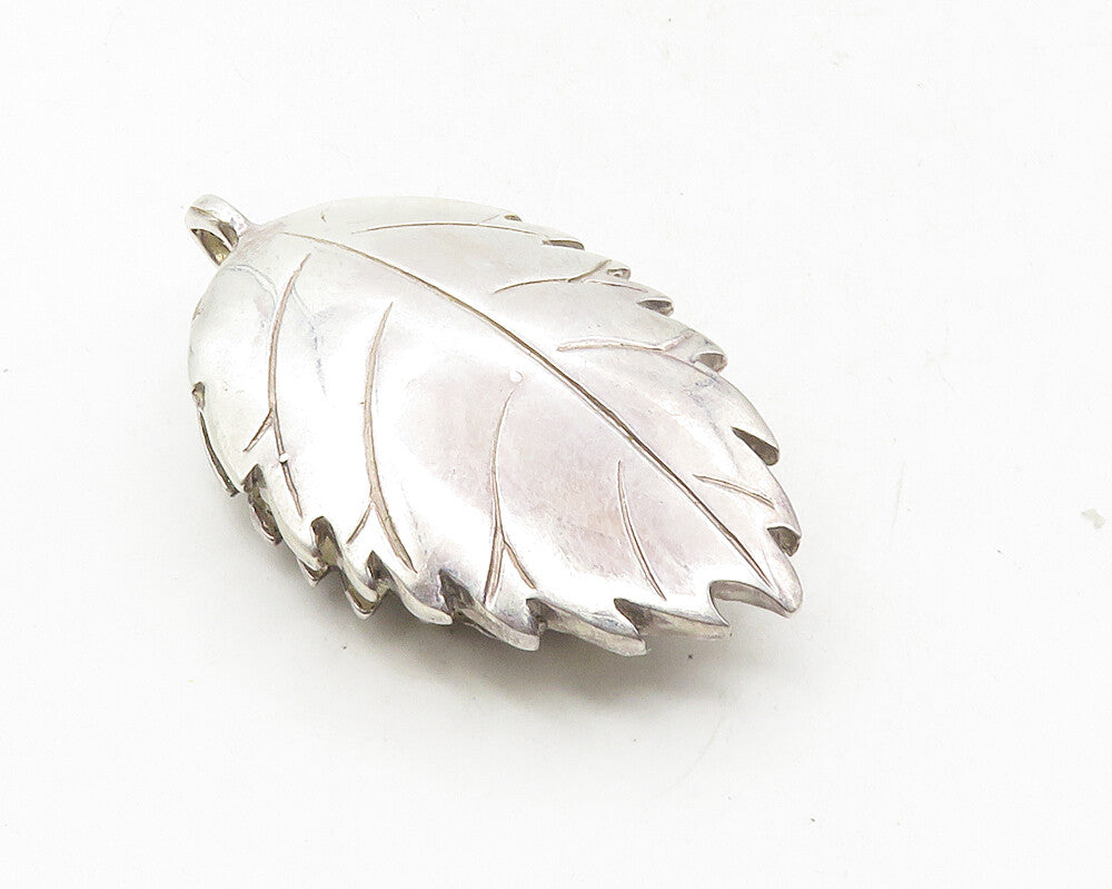 TERRY UNGER 925 Sterling Silver  Vintage Double Floral Leaf Pendant  PT7876