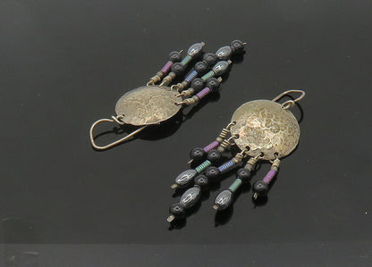 DESIGNER 925 Silver  Vintage Black Onyx & Hematite Dangle Earrings  EG10535