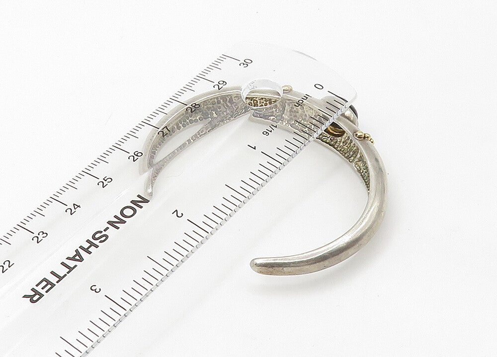 DAVID SIGAL 925 Silver & 18K Gold  Vintage Black Onyx Cuff Bracelet  BT8586