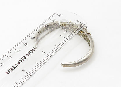DAVID SIGAL 925 Silver & 18K Gold  Vintage Black Onyx Cuff Bracelet  BT8586