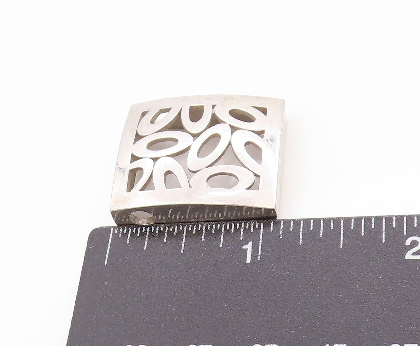 925 Sterling Silver Vintage Pendant Solid Geometric Loops Cut Out Design PT24995