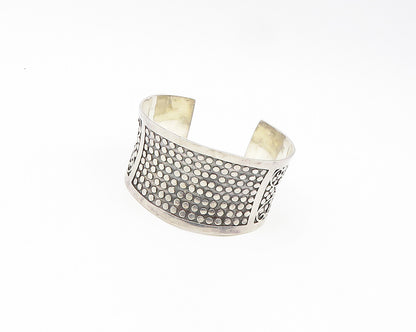 925 Sterling Silver  Vintage Circle Pattern Concave Cuff Bracelet  BT7621