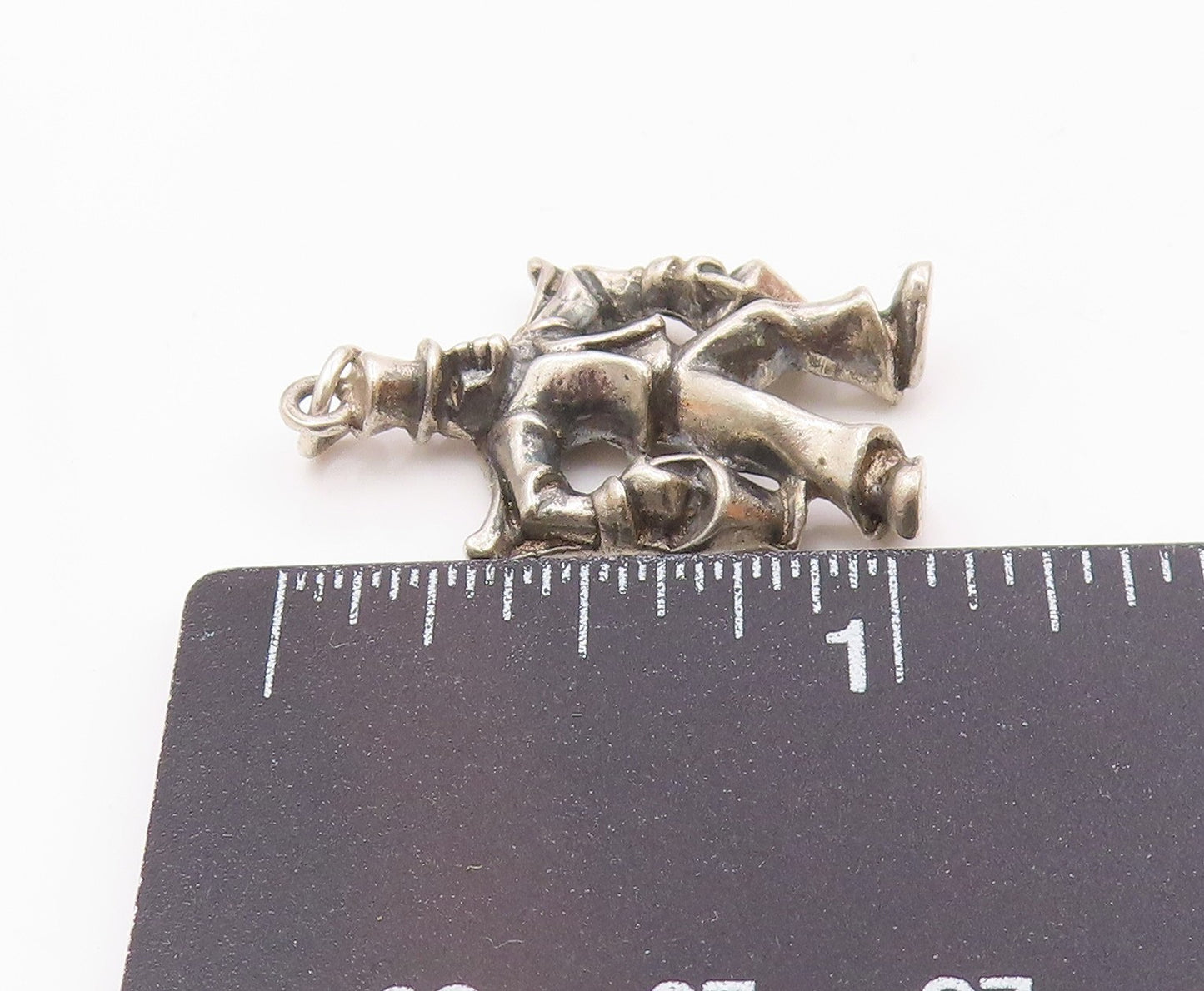 925 Sterling Silver  Vintage Man With Carrying Stick Oxidized Pendant  PT17379