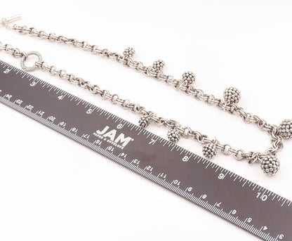 925 Sterling Silver Vintage Necklace MICHAEL DAWKINS Beaded Beads & Rings NE4263