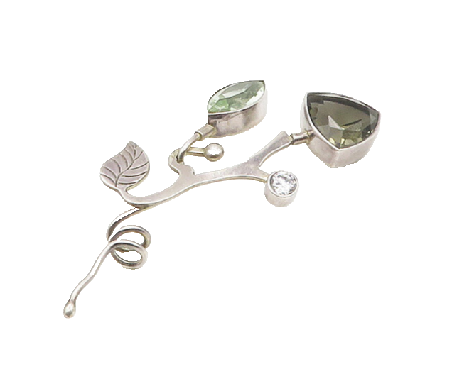 925 Sterling Silver Vintage Cubic Zirconia Topaz Floral Trinket  TR2678