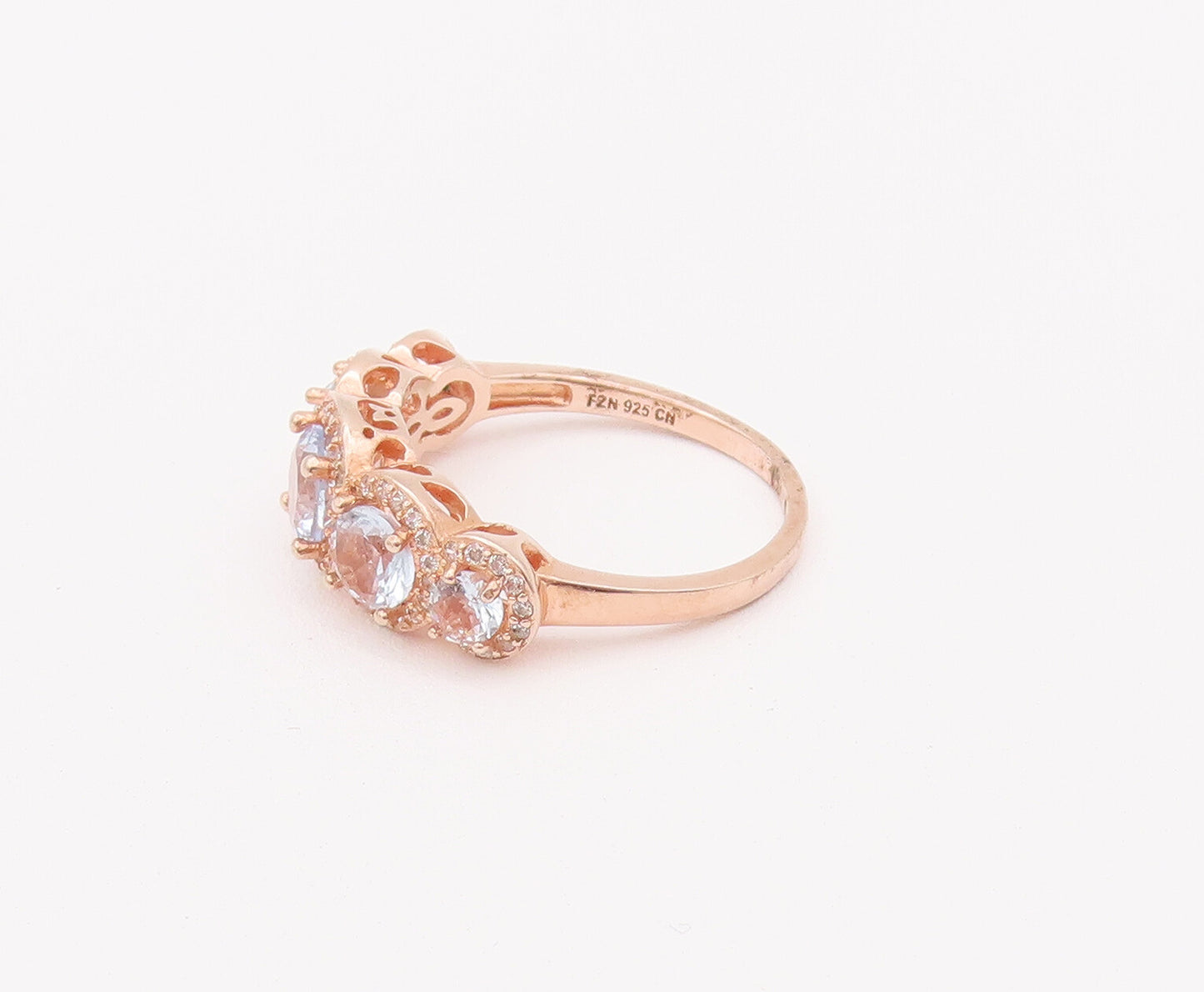 925 Sterling Silver Vintage Ring Rose Gold Plated Multi Shape Topaz Sz 9 RG28027