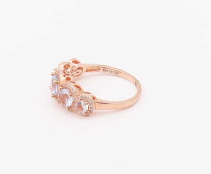 925 Sterling Silver Vintage Ring Rose Gold Plated Multi Shape Topaz Sz 9 RG28027