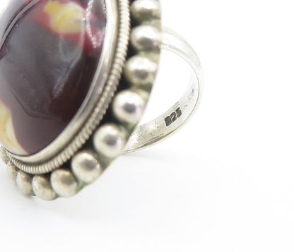 925 Sterling Silver  Cabochon Cut Jasper Twist Cocktail Ring Sz 7.5  RG8490