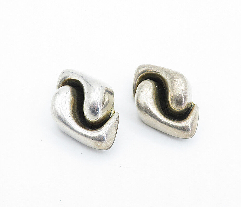 DULCE MEXICO 925 Sterling Silver  Vintage Modernist Non Pierce Earrings EG2229