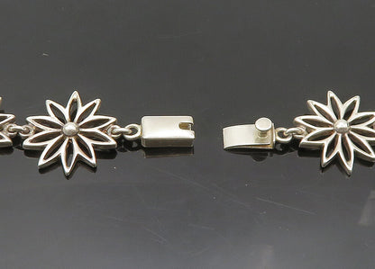 BARRA 925 Sterling Silver Vintage Shiny Open Flower Motif Chain Necklace NE3308