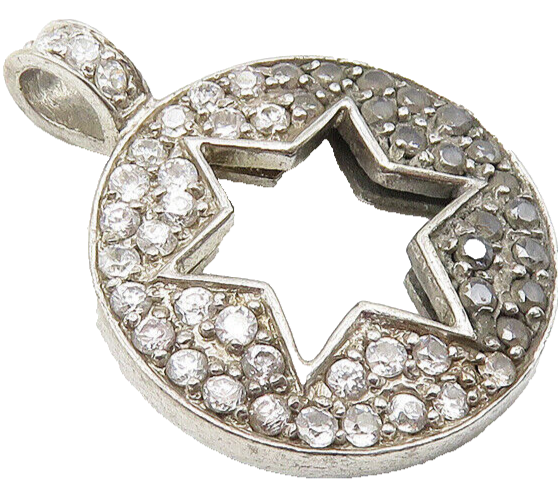 925 Sterling Silver  Vintage Cubic Zirconia Encrusted Star Pendant  PT8282