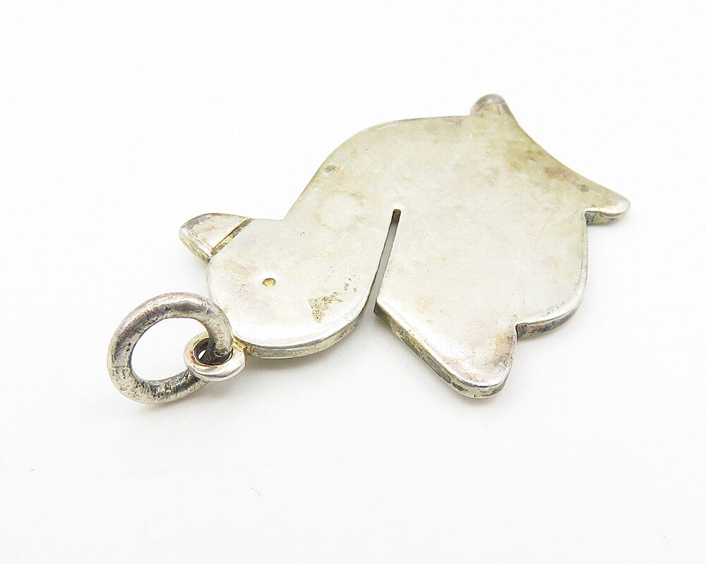 925 Sterling Silver  Vintage Petite Smooth Duck Motif Drop Pendant  PT8474