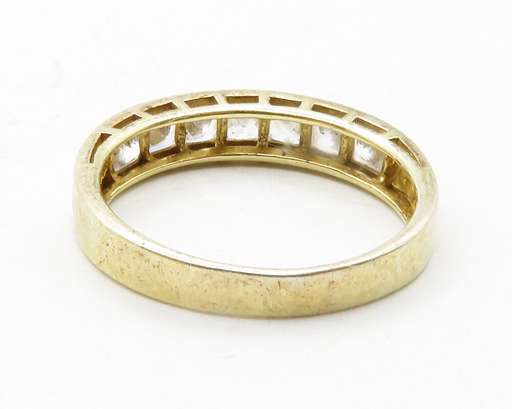 925 Sterling Silver  Cubic Zirconia Gold Plated Shiny Band Ring Sz 7  RG13266