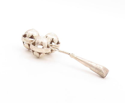 925 Sterling Silver Vintage Toy Solid Carved Rattling Baby Rattle  TR3813