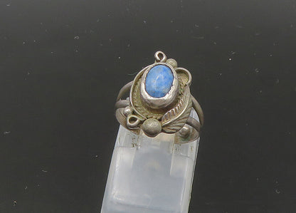 NAVAJO 925 Sterling Silver  Vintage Blue Turquoise Band Ring Sz 2  RG22759