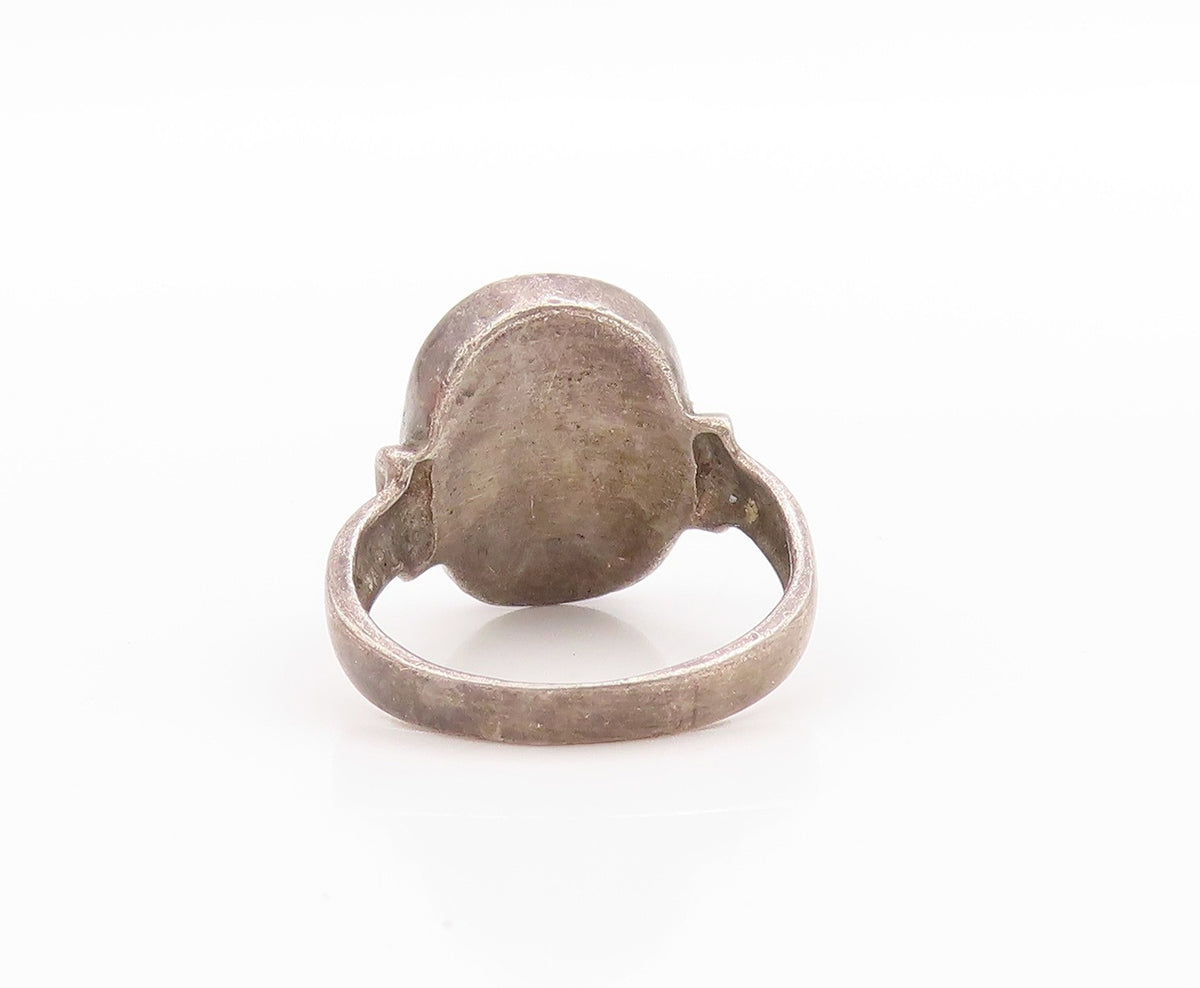 925 Sterling Silver Vintage Ring Pressed Flower Solitaire Band  Sz 6.5  RG33440