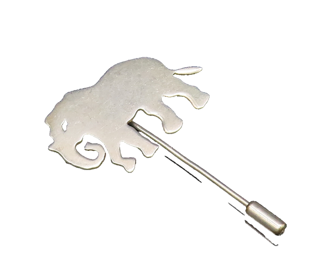 925 Sterling Silver  Vintage Minimalist Elephant Animal Lapel Pin  TR3437