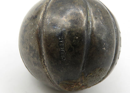 925 Sterling Silver  Vintage Antique Basketball Sports Motif Pendant  PT17220