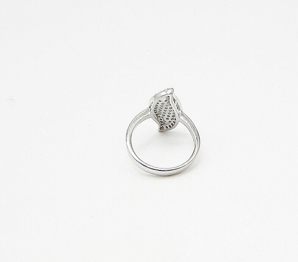 925 Sterling Silver White Cubic Zirconia Leaf Cluster Ring  Sz 8  RG3257