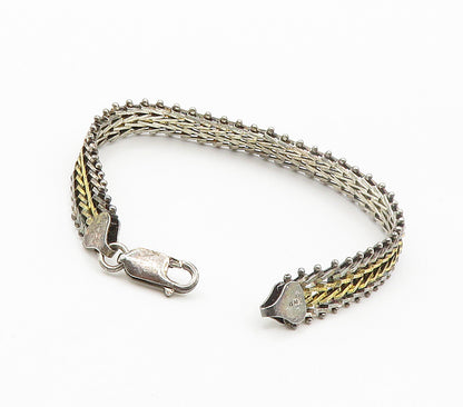925 Sterling Silver  Vintage Shiny Two Tone Arrow Link Chain Bracelet  BT6016